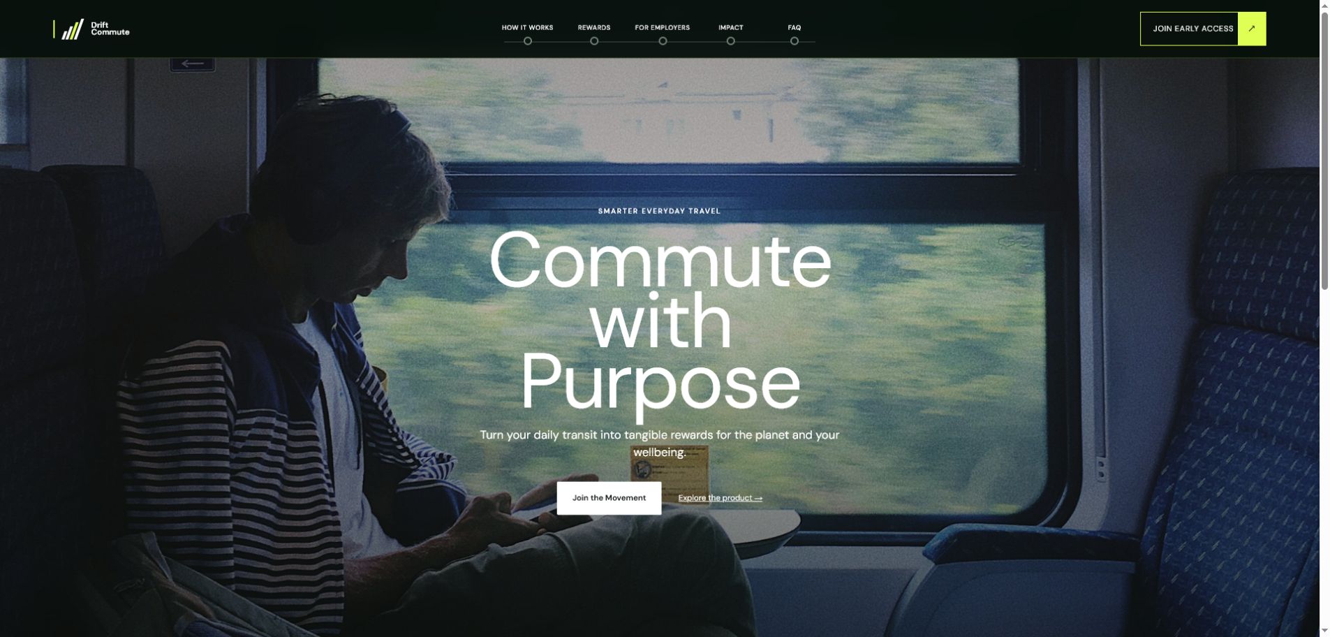 Sustainable commute platform responsive web design concept